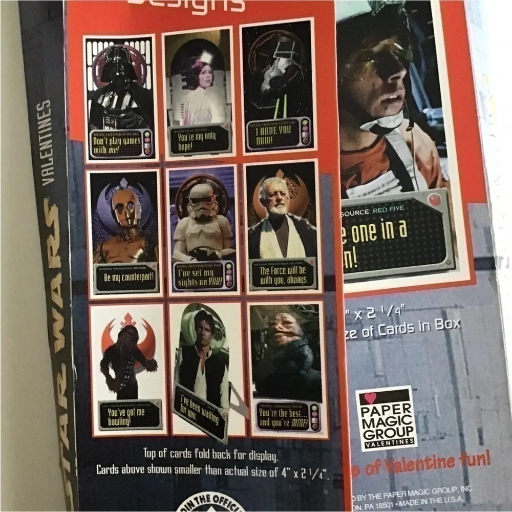 Vintage Star Wars 1997 Valentines 30 Stand-Up Boxed Non Mail Envelopes Party